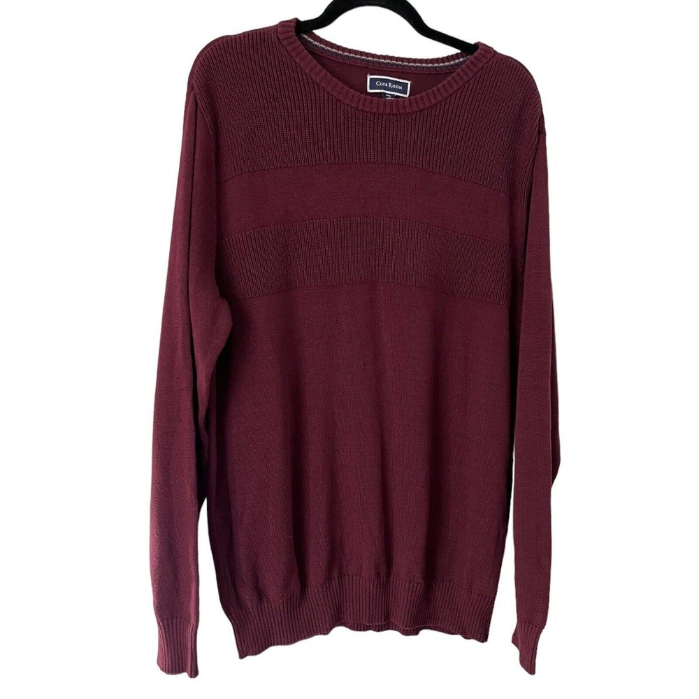 NWT Club Room Purple Textured Cotton Knit Crewneck Pullover Men’s Sweater Sz 2XL